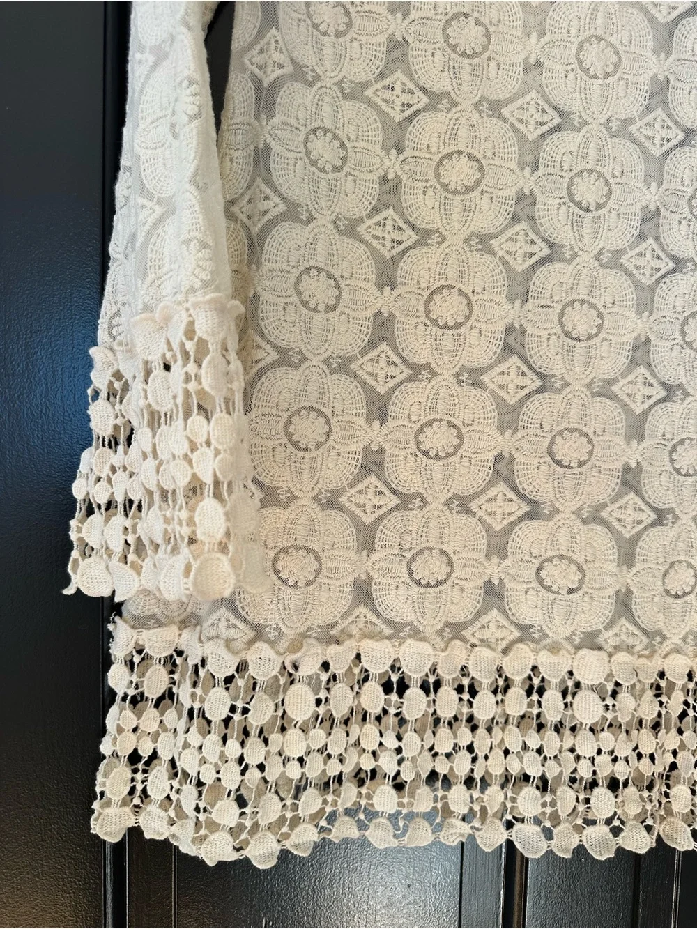 Freeway Ivory Crochet Lace Swim Cover-Up Tunic Dress Boho L